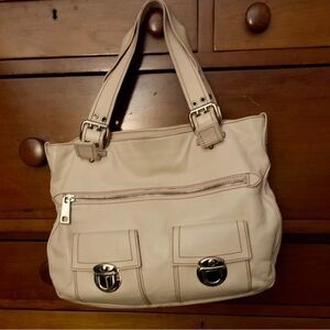 Marc Jacobs Cream Satchel with Silver Accents